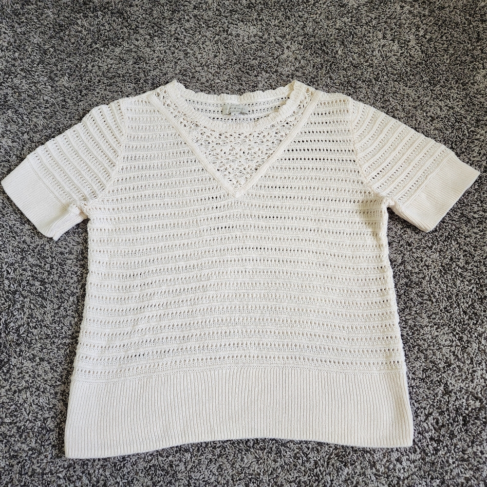 Lucky Brand Cream Crochet Shirt Size M